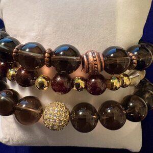 bracelet set - rich, earthy elegance - warm, grounding tones and subtle sparkle